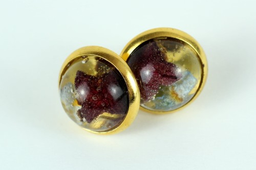 Kolczyki z zasuszonymi kwiatami Skąpane w Rosie