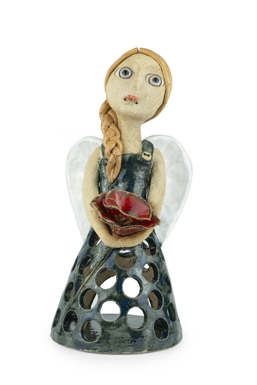 Anioł/lampion na podgrzewacz ceramika artystyczna 