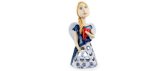 piękny wyjątkowy anioł ceramiczny lampion