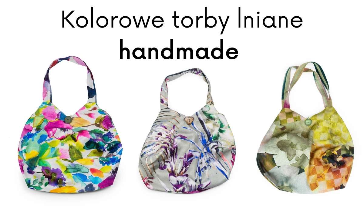 Kolorowe torby handmade z lnu